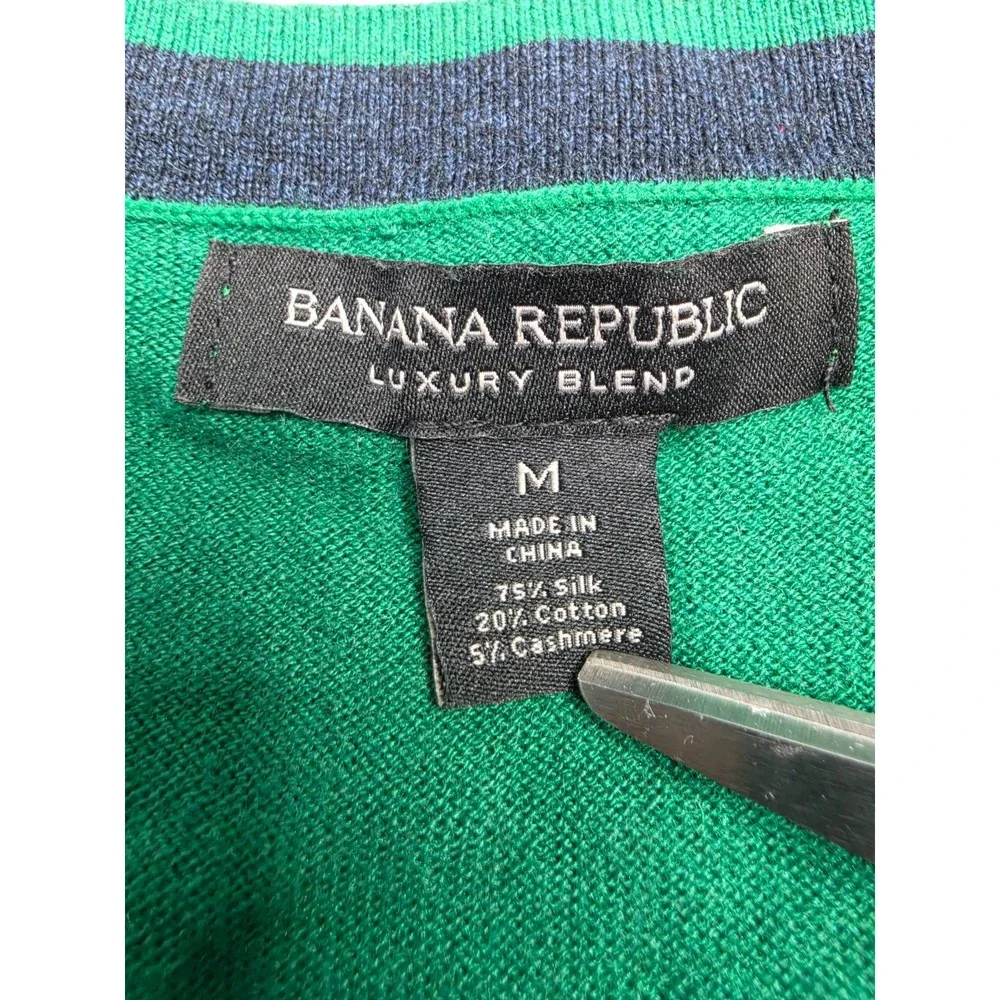 Banana Republic Luxury Blend Sweater Men's Medium Green Black Colorblock Winter